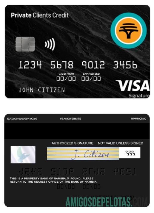 Namibia First National Bank Private Clients Credit Visa Signature template